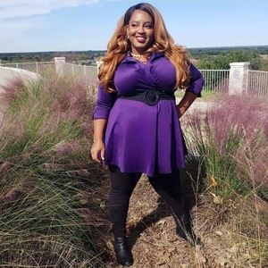 Purple rockabilly pinup dress with button details